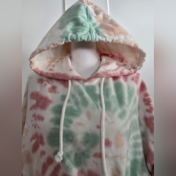 Aeropastale Tie-Dye Hoodie Sweatshirt - Pink, Green, Cream - Picture 3 of 12